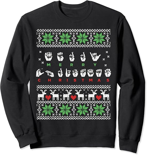 Sign Language Ugly Christmas Hand Sign Deaf Mute Gift Sweatshirt